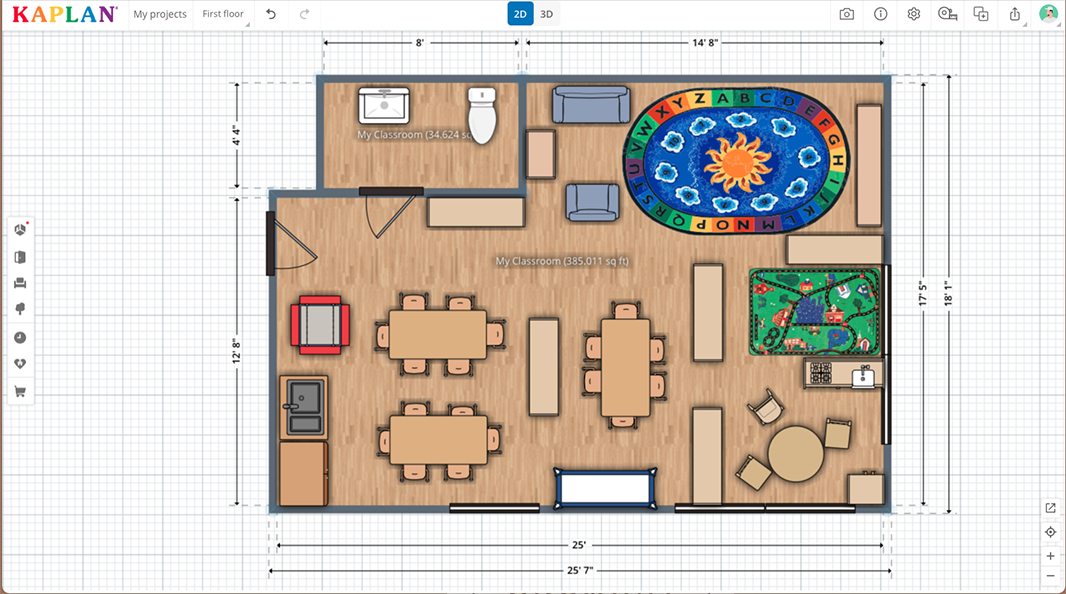 Sample classroom layout exported from a classroom floorplanner tool.