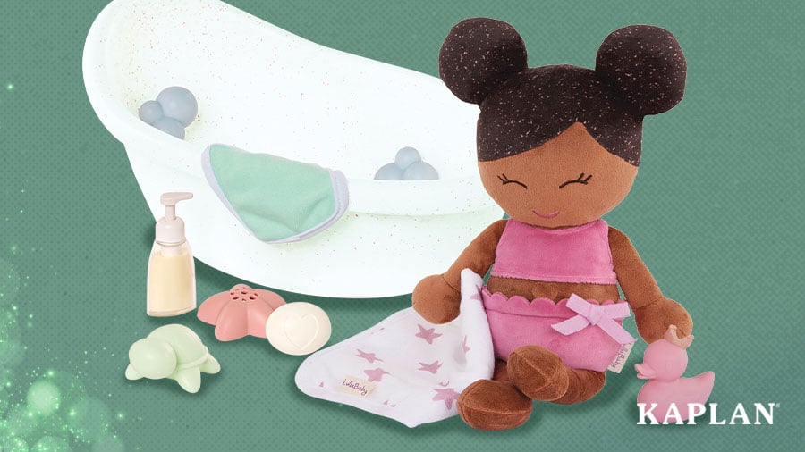 Image of a Plush Water Play Baby Doll and Bathtub Set.