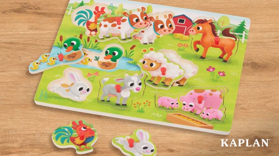 Farm-themed peg board for young children