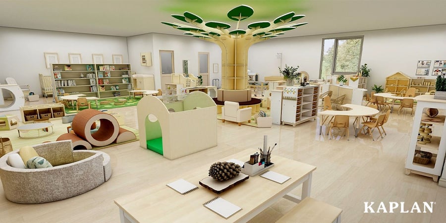 Early childhood classroom featuring modern, flexible, and beautifully crafted furniture