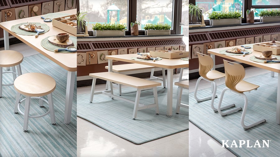 Classroom area with flexible seating options from the Sense of Place furniture collection