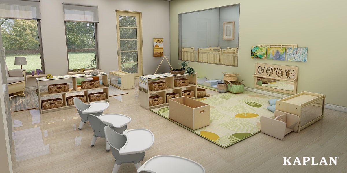 Featured image: A 3D rendering of an infant and toddler classroom featuring child-sized chairs with attached trays, a Sense of Place carpet, and Carolina Birch furniture.  - Read full post: Must-Have Resources to Simplify Shopping for a New Classroom